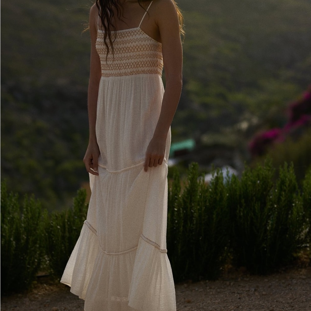 Zara Combination Tiered Midi Dress